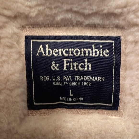 AF Abercrombie and Fitch vegan Moto jacket size large in cream - Picture 3 of 6